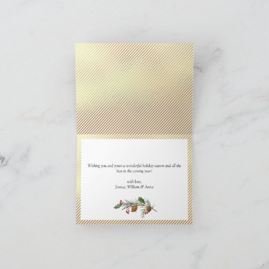 金モダンのクリスマス写真の挨拶 シーズンカード (内部)