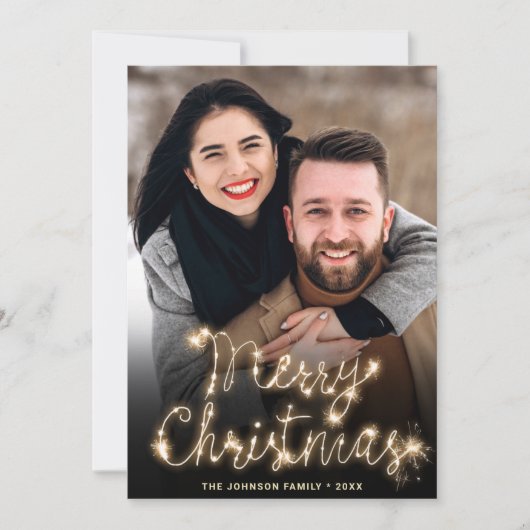 金モダンのクリスマス写真の挨拶 シーズンカード (正面)