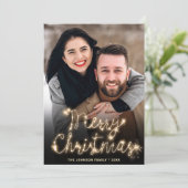 金モダンのクリスマス写真の挨拶 シーズンカード (スタンド正面)