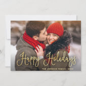 金モダンのクリスマス写真の挨拶 シーズンカード (正面)