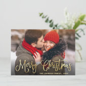 金モダンのクリスマス写真の挨拶 シーズンカード (スタンド正面)