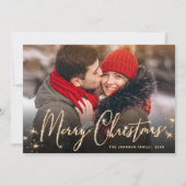 金モダンのクリスマス写真の挨拶 シーズンカード (正面)