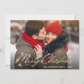 金モダンのクリスマス写真の挨拶 シーズンカード (正面)