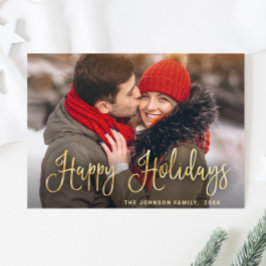 金モダンのクリスマス写真の挨拶 シーズンカード