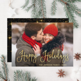 金モダンのクリスマス写真の挨拶 シーズンカード