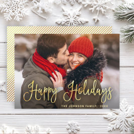 金モダンのクリスマス写真の挨拶 シーズンカード