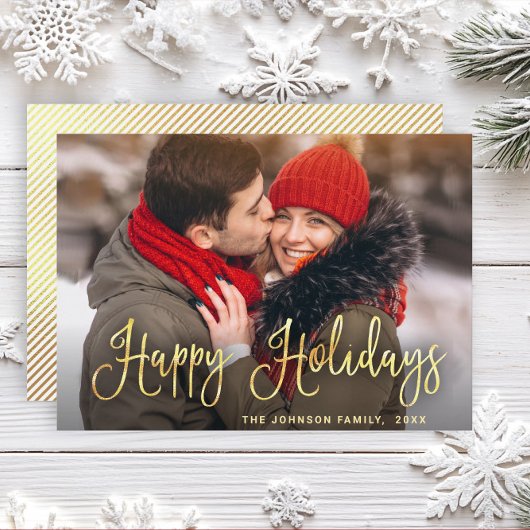 金モダンのクリスマス写真の挨拶 シーズンカード