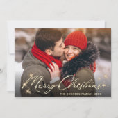 金モダンのクリスマス写真の挨拶 シーズンカード (正面)