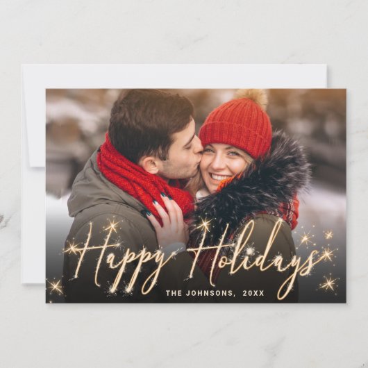 金モダンのクリスマス写真の挨拶 シーズンカード (正面)