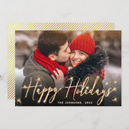 金モダンのクリスマス写真の挨拶 シーズンカード