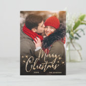 金モダンのクリスマス5 PHOTO Greeting シーズンカード (スタンド正面)