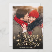 金モダンのクリスマス5 PHOTO Greeting シーズンカード (正面)