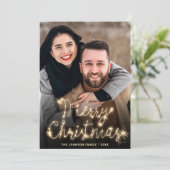 金モダンのクリスマス5 PHOTO Greeting シーズンカード (スタンド正面)