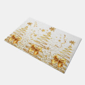 金モダンの木の光沢のあるガラスのクリスマスホワイト ドアマット (アングル)