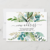 金モダンの水の色の緑の移動 案内状 (正面)