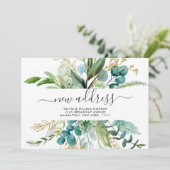 金モダンの水の色の緑の移動 案内状 (スタンド正面)