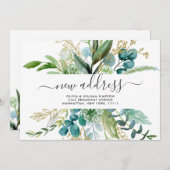 金モダンの水の色の緑の移動 案内状 (正面/裏面)