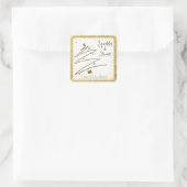 金モダンの聖降誕祭のステッカー名 スクエアシール (バッグ)