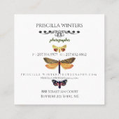 金モダンの色彩の鮮やか蝶のパターン スクエア名刺 (裏面)