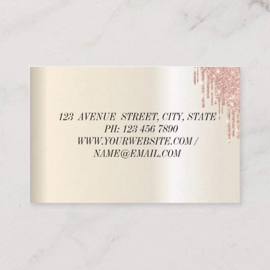 金モダンエレガントのバラ蓮の花 名刺 (裏面)