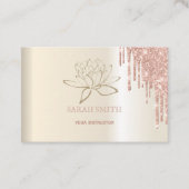 金モダンエレガントのバラ蓮の花 名刺 (正面)