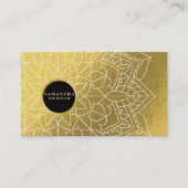 金モダンエレガント曼荼羅模様ヨガインストラクター 名刺 (正面)