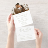 金モダンエレガント箔スクリプ結婚ト オールインワン招待状 (切り取り部)