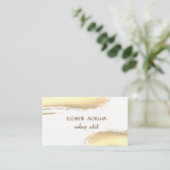 金モダンエレガント箔ブラシストローク、白 名刺 (スタンド正面)