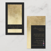 金モダンエレガント箔ブラックカラーブロック 名刺 (正面/裏面)