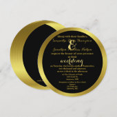 金モダンエレガント箔結婚 招待状 (正面/裏面)