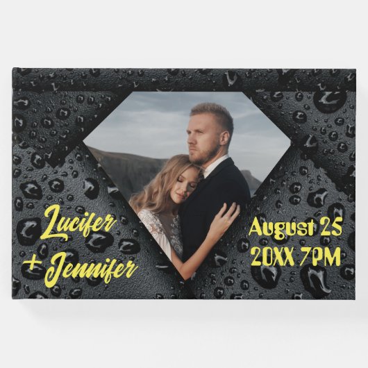 金モダンエレガント金ダイヤモンドのカスタムウェディング ゲストブック (正面)