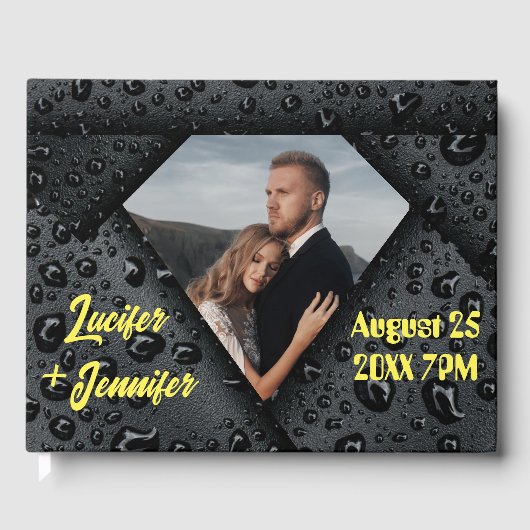 金モダンエレガント金ダイヤモンドのカスタムウェディング ゲストブック (正面)