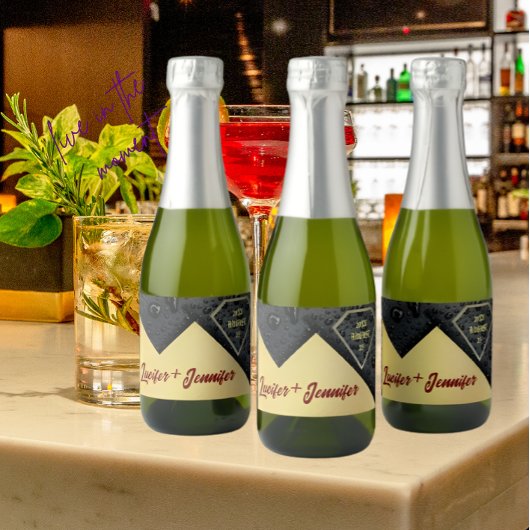 金モダンエレガント金ダイヤモンドのカスタムウェディング スパークリングワインラベル