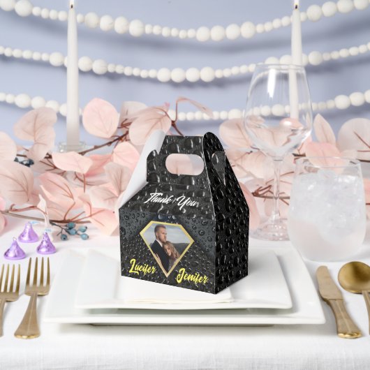 金モダンエレガント金ダイヤモンドのカスタムウェディング フェイバーボックス (ウェディング)