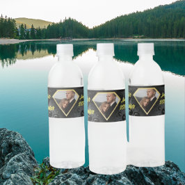 金モダンエレガント金ダイヤモンドのカスタムウェディング ペットボトルラベル