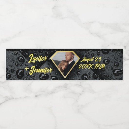 金モダンエレガント金ダイヤモンドのカスタムウェディング ペットボトルラベル (シングルラベル)