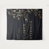 金モダンエレガント金フローラ結婚の背景 タペストリー (正面(横))