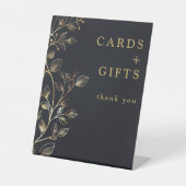 金モダンエレガント額フローラカードとギフト 台座サイン (正面)