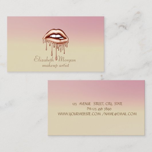 金モダングラデーションスタイリッシュ属滴下唇 名刺 (正面/裏面)