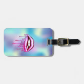 金モダンスタイリッシュ属滴下唇ホログラフィー ラゲッジタグ (正面横)