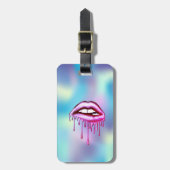 金モダンスタイリッシュ属滴下唇ホログラフィー ラゲッジタグ (正面縦)