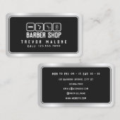 金モダンフェイク属枠ダークグレー理容師 名刺 (正面/裏面)