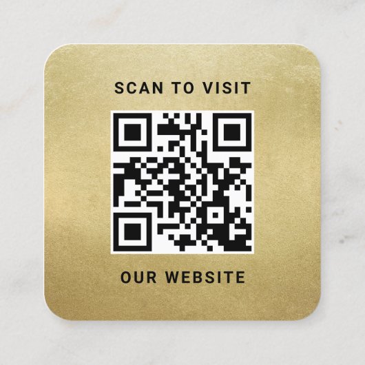 金モダンフェイク箔のカスタムロゴとQRコード スクエア名刺 (裏面)
