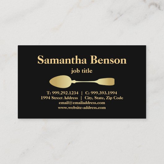 金モダンフェイク箔スプーンケータリングロゴ黒 名刺 (裏面)