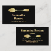 金モダンフェイク箔スプーンケータリングロゴ黒 名刺 (正面/裏面)