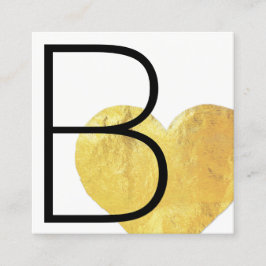 金モダンフェイク箔ハート白黒 スクエア名刺