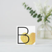 金モダンフェイク箔ハート白黒 スクエア名刺 (スタンド正面)