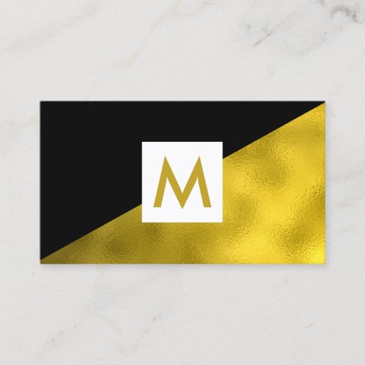 金モダンフェイク箔ブラックモノグラム 名刺 (正面)