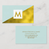 金モダンフェイク箔ミントモノグラム 名刺 (正面/裏面)