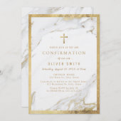 金モダンフェイク金金ゴールド大理石の確認 招待状 (正面/裏面)